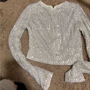 Amazon Silver Sequin Crop Top